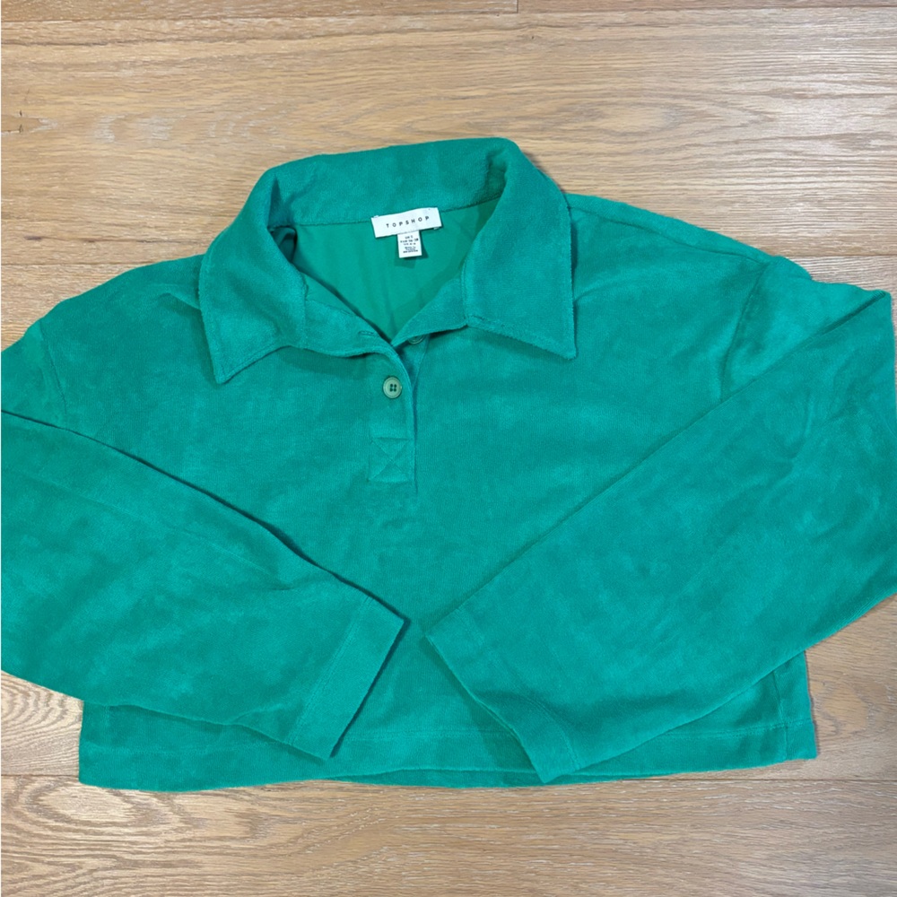 TOPSHOP Women’s Terry Cloth Cropped Longsleeve